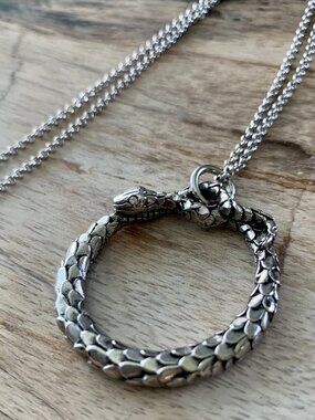 Dyrberg/Kern Anaconda coiled snake necklace with Swarovski crystal eyes